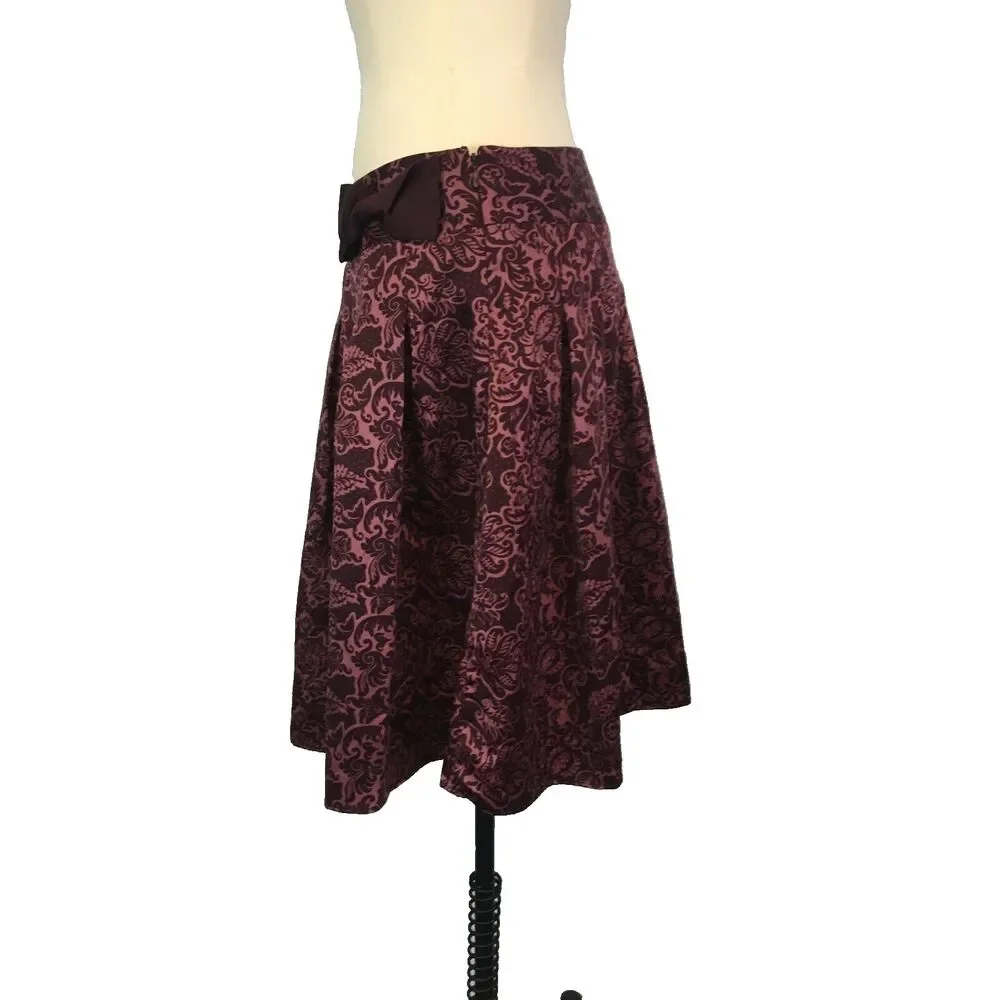 Apt 9 Womens Petite Purple Pink Flora Pleated Flared‎ Skirt, sz 10P, 33 waist